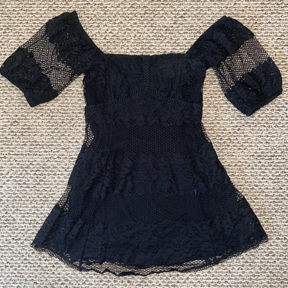 Free People Black Lace High Low Dress
